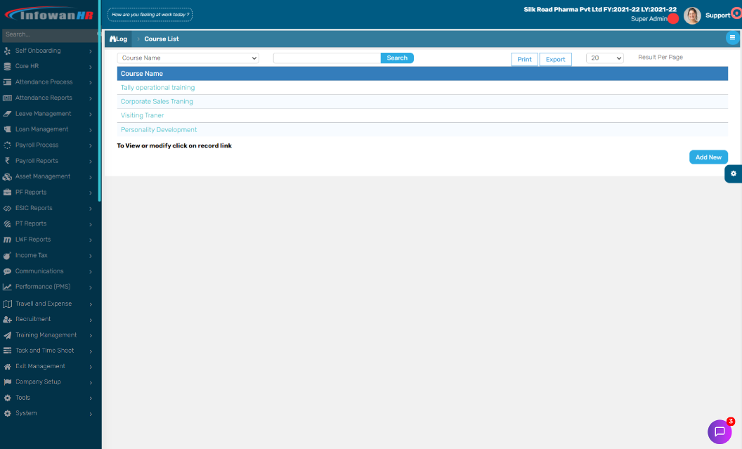 Multiple Course Types