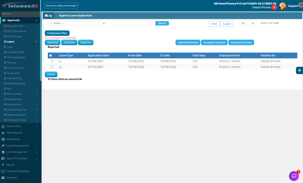 Manager Self Service